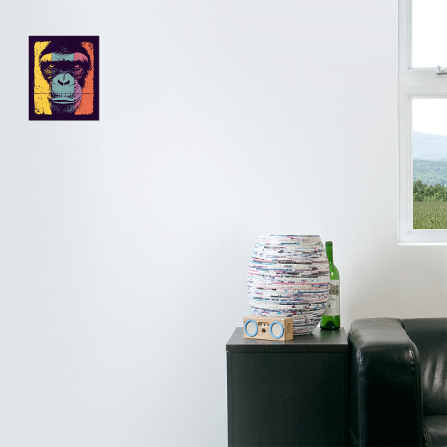 Smart Chimpanzee Face Pop Art for Kids by TuncGK